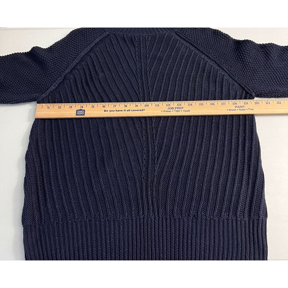 Jessica Simpson Avianna Sweater Ribbed Mock Neck Pullover Navy Blue Women's L - Picture 7 of 9